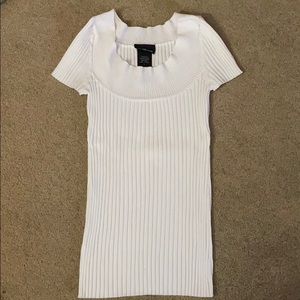 Juniors White Short Sleeve Sweater